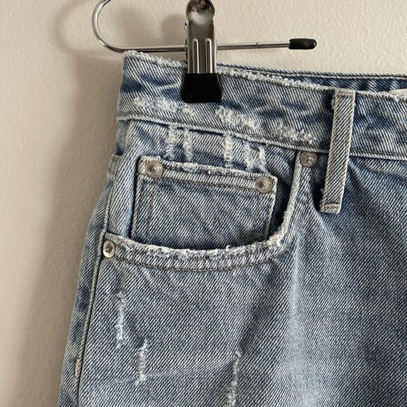 Lovers + Friends Denim Women 27 Campo Wash Distressed Frayed Elijah Mini Skirt - Picture 8 of 16